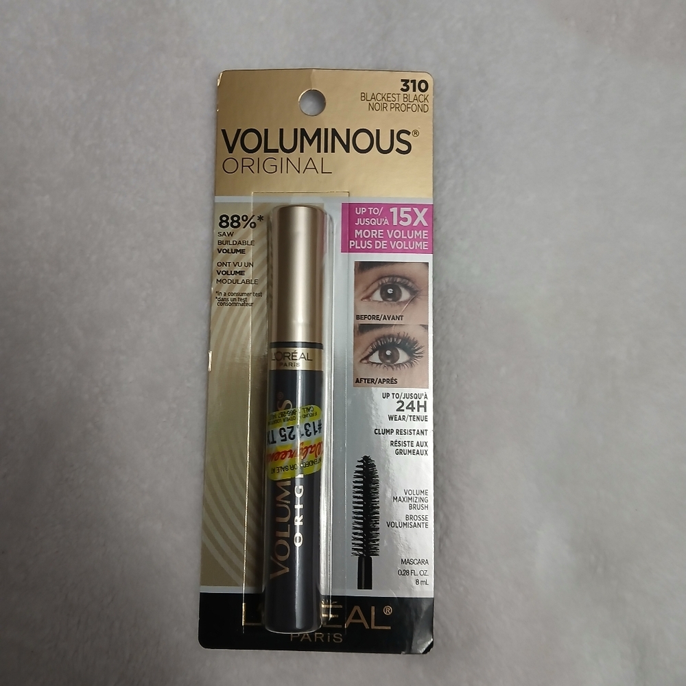 L'Oreal Voluminous Original Mascara 310 Blackest Black, 0.28 fl oz (8 Ml)